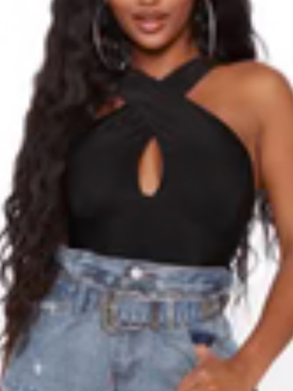 Fashion Nova-Crisscross Keyhole Halter Camisole